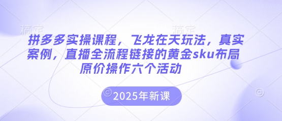 拼多多实操课程，飞龙在天玩法，真实案例，直播全流程链接的黄金sku布局原价操作六个活动-东方阿立·创业研究社