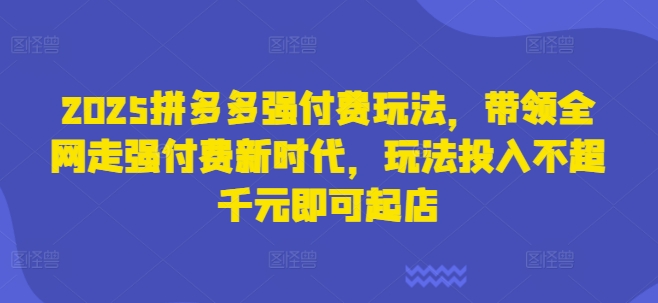 2025拼多多强付费玩法，带领全网走强付费新时代，玩法投入不超千元即可起店-东方阿立·创业研究社