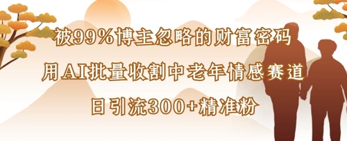 被99%博主忽略的财富密码：用AI批量收割中老年情感赛道，日引流300+精准粉-东方阿立·创业研究社