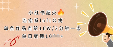 小红书超火的治愈系loft公寓,单条作品点赞16W,3分钟一条,单日变现数张-东方阿立·创业研究社