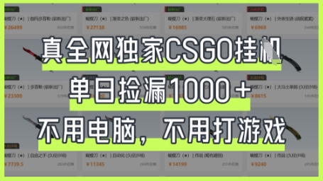 真全网独家CSGO挂G，单日捡漏1k+【揭秘】-东方阿立·创业研究社